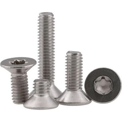 10/50pcs M1.6 M2 M2.5 M3 M4 M5 M6 M8 304 A2-70 stainless steel GB2673 Six-Lobe Torx Flat Countersunk Head Screw Six Lobe Bolt