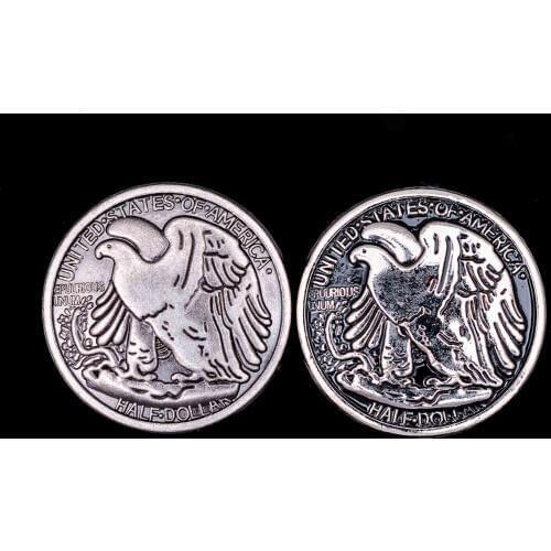 10X 30*30mm Antique Silver/Bling Silver American Walking Eagle HALF DOLLAR COIN REPRODUCTION CONCHO screw back
