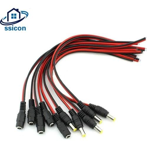 DC 12V Power Pigtail Cable Connector Male Female Jack Cable Adapter Plug Power Supply 5.5 x 2.1mm For CCTV Camera