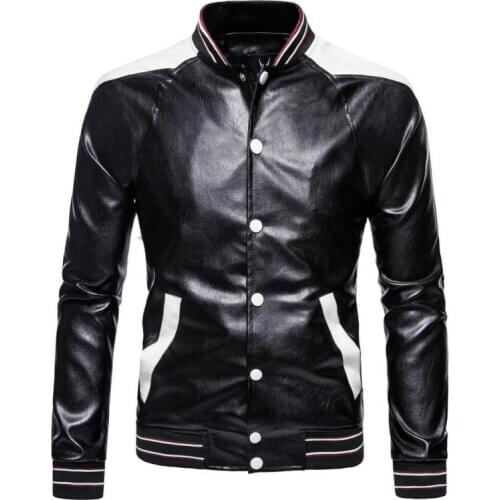 2020 Autumn& Winter New Simple Black Locomotive Wind Loose Plus Size Stand-up Collar Men Leather Casual Men Jacket Free Shipping