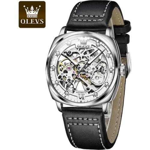 2021 OLEVS Luxury Mens Hollow Craft Mechanical Watch Fashion Luminous Waterproof Top Brand Sports Clock Relogio Masculino 6651