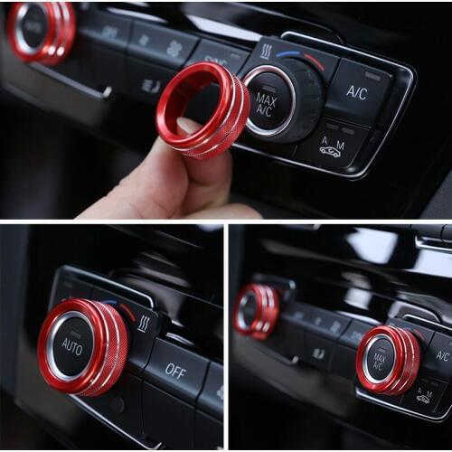 3Pcs For BMW 1 2 3 4 Series F30 F34 F46 GT X1 F47 F48 13-17 Car Styling Air Conditioning Knobs Audio Circle Trim Alloy Accessory