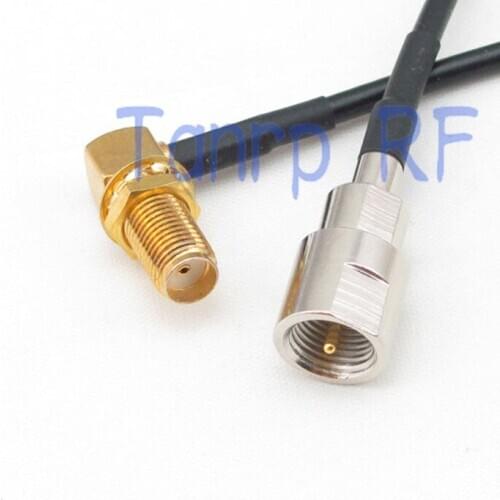 6in FME male plug to SMA female right angle RF connector adapter 15CM Pigtail coaxial jumper cable RG174 extension cord