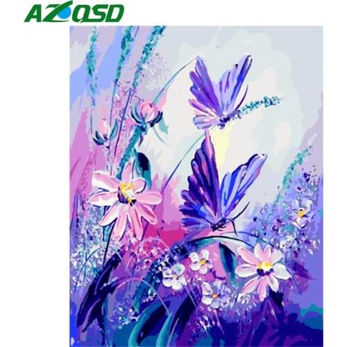 AZQSD Paint By Number Butterfly Drawing On Canvas Diy Frame Painting By Numbers Animal Kits Modern Wall Art Gifts