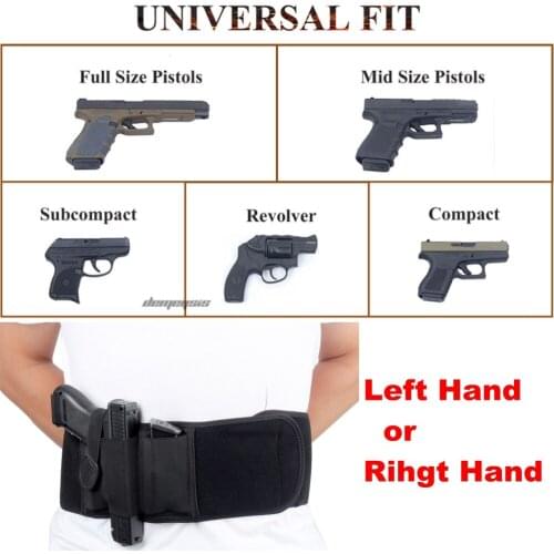 Left or Right Hand Tactical Belly Band Holster Concealed Gun Carry Pistol Pouch Invisible Gun Holsters for All Handguns