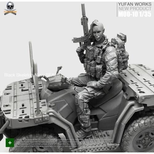 Yufan Model 1/35 Resin Figure Female Soldier + Terrain Car US Military Seal Commando Beauty Driver Moo-10