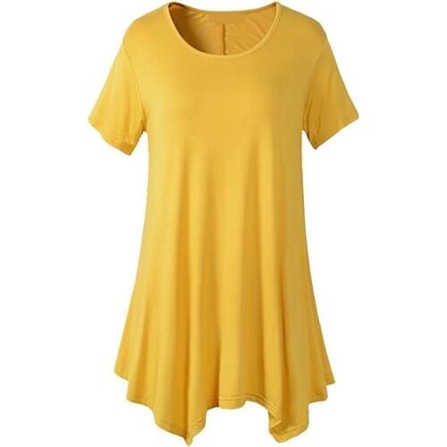 20 Color Oversized Womens T -shirt Vestidos Summer Fashion O Neck Short Sleeve Irregular Solid Loose Tee Tops Plus Size S-3XL