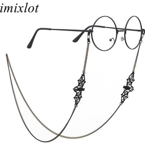 Imixlot Creative Retro Black Bat Glasses Chain Women Fashion Hanging Neck Personality Eyewear Lanyard Eyeglass Decorative Chain