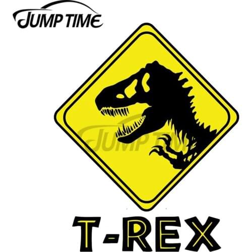 JumpTime 13 x 10.8cm For T-Rex Sign Car Stickers and Decals Occlusion Scratch Vinyl Waterproof Bumper Windows Decor