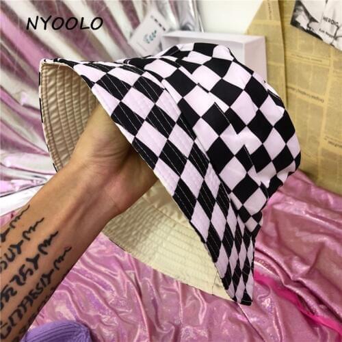 NYOOLO Novelty style street Plaid fisherman hat hip hop dance hat Casual Classic summer Sun Hat Women/men
