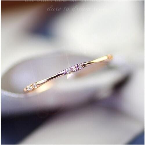 Hot Couple Simple Crystal Ring Cute Fine Tiny Zircon Classical Women Tail Rings Lovers Gold Silver Color Wedding Ring Jewelry