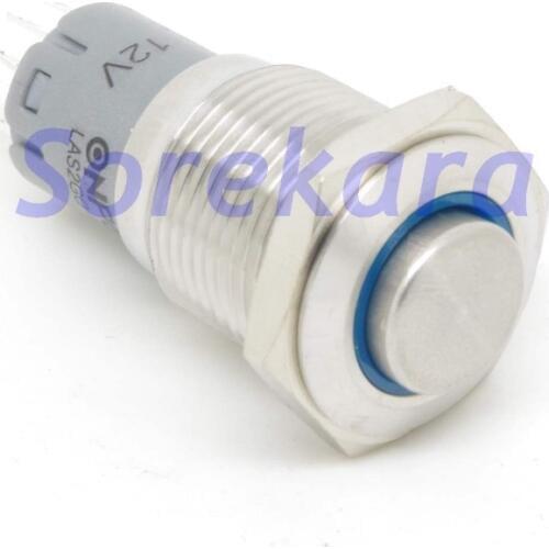 16mm Stainless Steel Ring LED Color White Latching 1NO 1NC Pushbutton Switch IP67 UL 6V/12V/24V/110V/220V