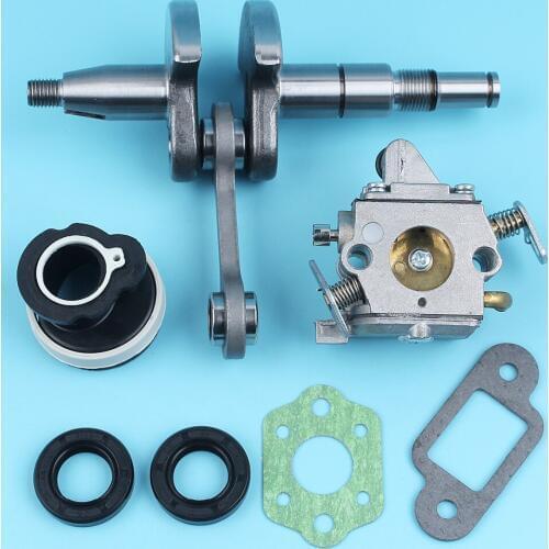 Crankshaft 8MM Pin Carburetor Intake Manifold Oil Seals For STIHL MS170 017 Chainsaw OEM# Zama C1Q-S57B w/ Carb Muffler Gaskets