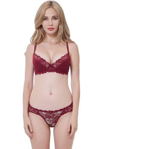 Floral Sheer Lace Ultra Thin Underwear with Push Up Unlined Bra and Panties Set Hipster Lingerie Set Women Undies 70A-95D