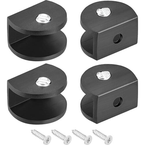 Uxcell Glass Shelf Bracket Aluminum Alloy Semicircle Clip for 6-8mm Thick 4pcs
