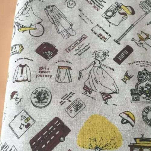 LINENCotton Fabric For Clothing Quilting FLOWERS Twill Fabrics Cloth DIY Sofa Curtain Tablecloth Cushion CRAFT SEWING Materiasl