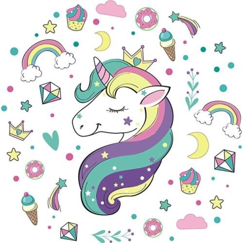 Cartoon Unicorn Star Wall Stickers For Kids Rooms Girls Rooms Bedroom Decor Animal Wall Art Unicorn Party Kids Room Decoration