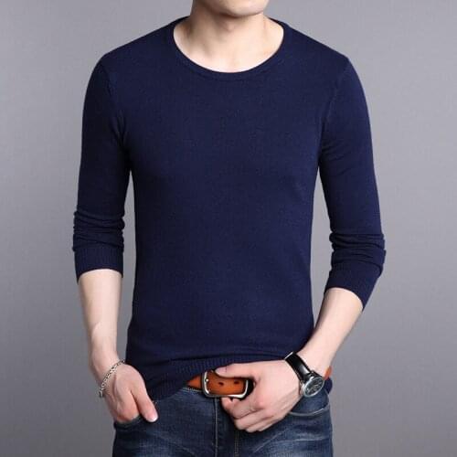 Mens brand pure color wool sweater 2021 new mens autumn and winter fashion business casual knitted pullover bottoming shirt