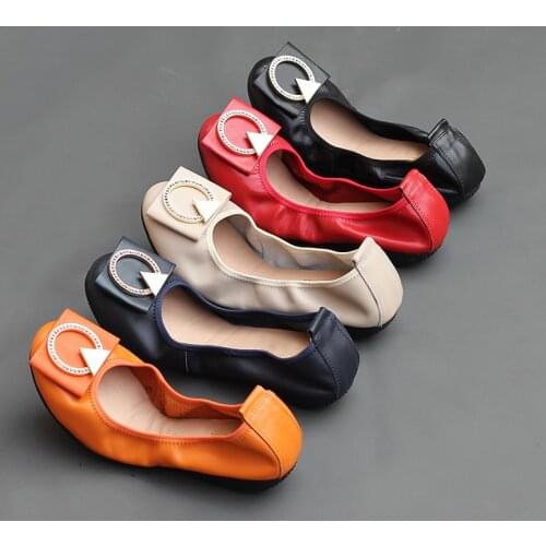 Genuine Leather Slip On Shoes For Women Loafers RoundToe Elegant Lady Work Shoes Large Size43 Moccasin Ballet Flats Casual Shoes