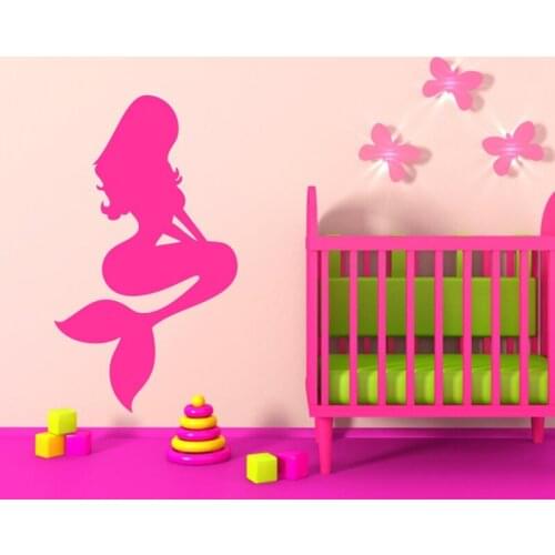 Mermaid Wall Decal Removable Vinyl Wall Sticker for Kids Baby Room Nursery Bedroom Wall Art Decor Muurstickers Wallpaper A482