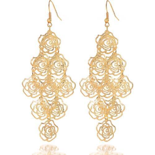 2020 New Handmade Bohemia Boho Flower Earrings Women Fashion Long Metal Hanging Earrings Female Wedding Earings party jewelry