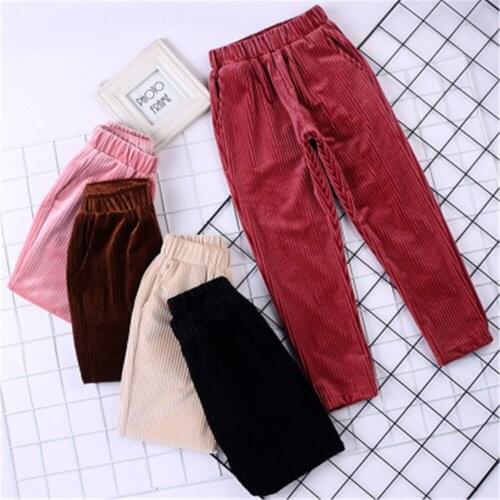 2020 New Girls Gold Velvet Pants Solid Color Feet Pants Spring and Autumn Childrens Clothing Girls Pants Fashion Trous AA4942