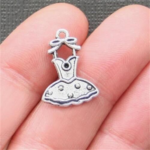 BULK 30 Zinc Alloy Metal Girl Dress Charms Antique Silver Plated DIY Jewelry Making 16*20mm