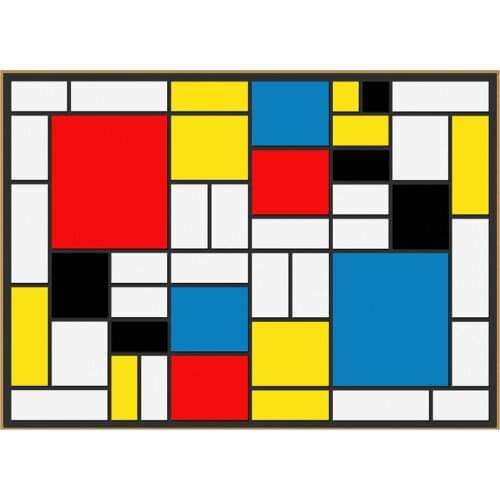 Orlco Art Abstract Painting Grid Pictures By Piet Cornelies Mondrian Modern Canvas Prints Wall