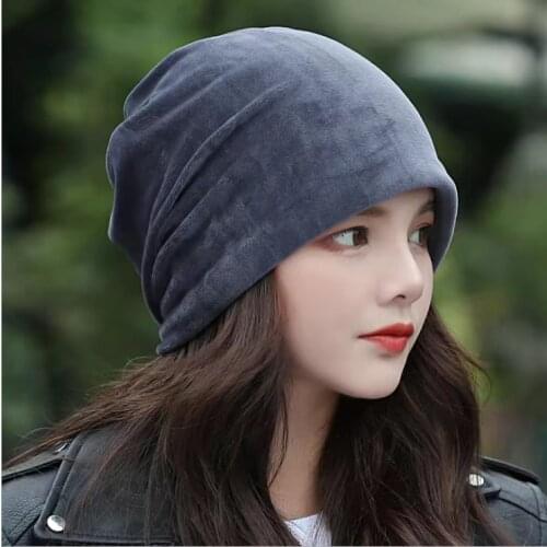 Fall/winter golden velvet pullover cap solid color pile cap ear protection Baotou windproof cap
