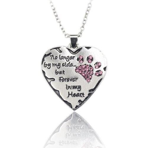 Dog Paws No Longer By My Side Forever In My Heart Pendant Necklace Jewelry