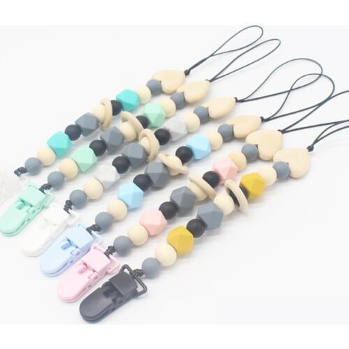 Food Grade Silicone Baby Pacifier Clips Chain Strap Cute Chupetero Silicona Nipple Leashes Chains With Plastic Clips Nipple Hold