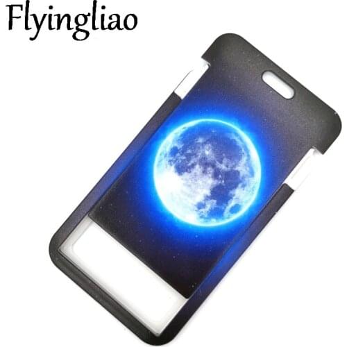 Full Moon Earth Night Sky Space Light ID Card Students Work Name card Holder Pass Gym Badge Kids Holder Jewelry Decorations Gift