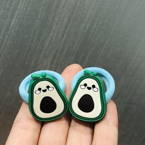 2Pcs/set Fruit Avocado Hair Accessories Children Rubber Bands Scrunchies Elastic Nylon Hair Bands Girls Headband Ties