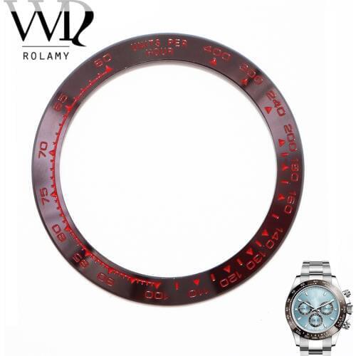 Rolamy Wholesale Replacement High Quality Pure Ceramic Brown With Red Writings 38.6mm Watch Bezel for DAYTONA 116500 - 116520