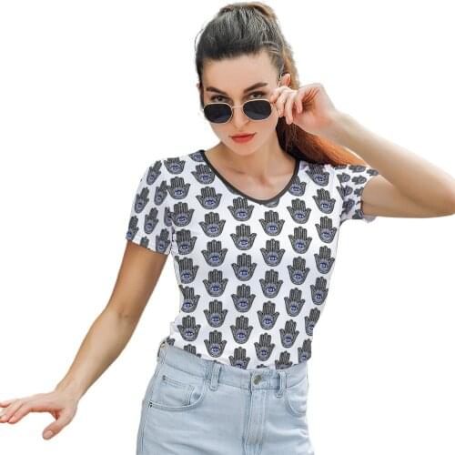 Hand Of Fatima T Shirt Summer T-Shirt New Fashion Womens Short-Sleeve Printed O Neck Polyester Tshirt