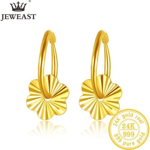 JLZB 24K Pure Gold Earring Real AU 999 Solid Gold Earrings Nice Good Upscale Trendy Fine Jewelry Hot Sell New 2020