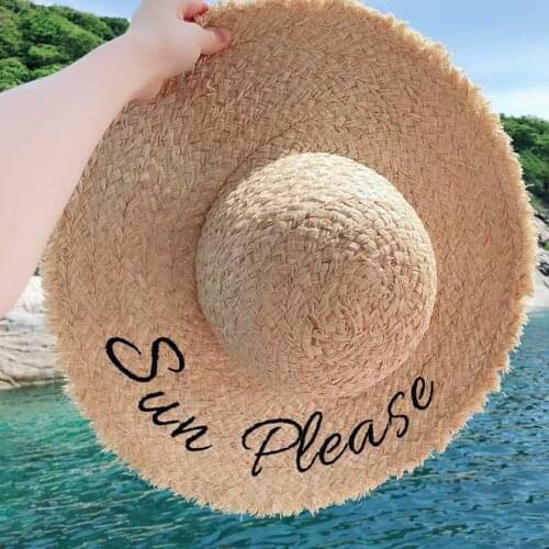 Summer Raffia Hats for Women Handmade Beach Straw Hat for Lady Big Wide Brim 11-12CM Panama SunHat With Embroidery Sun Please