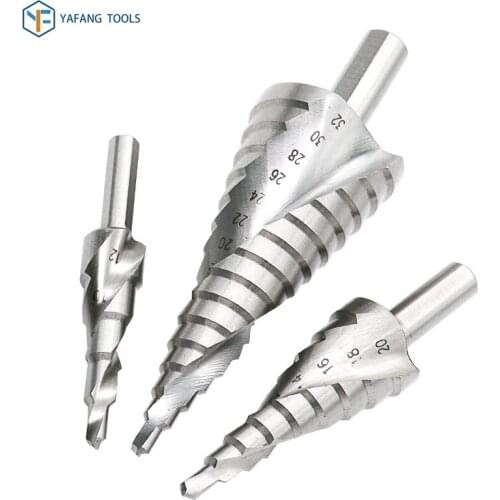 4~12mm 4-20mm 4~32mm HSS 4241 Pagoda Shape Spiral Step Drill Bit Round Shank Hole Cutter Core Drill Bits Power Tools
