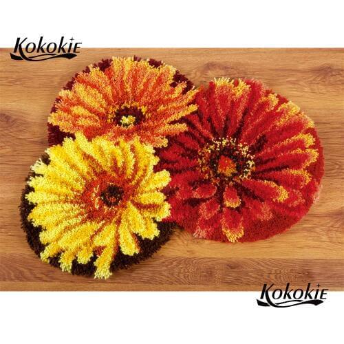 Diy latch hook kits rug tapestry kits flower printed canvas accessories crochet tapis needle for carpet embroidery diy carpet