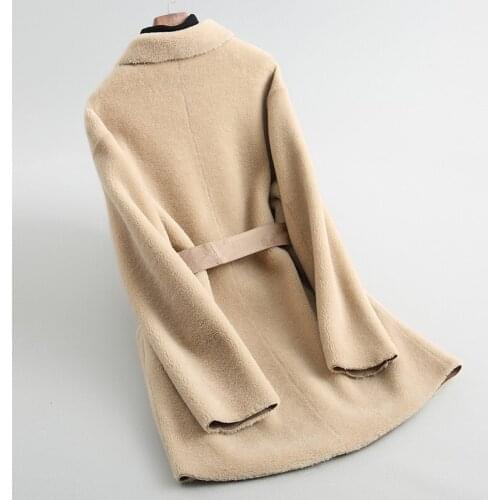Coat 2020 Sheep Real Shearing Wool Fur Coats Autumn Winter Jacket for Women Korean Clothes Y647 KJ2002