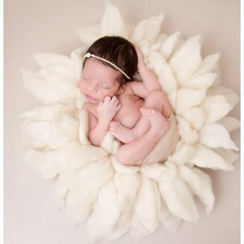 100% Wool Fluffy Baby Blanket Basket Filler for Newborn Photography Accessories Super Soft Infant Blanket Photo Shoot Props