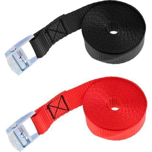 2 Pieces Kayak Cam Buckle Tie Down Straps Roof Racks Trailers Black Red 2.5m