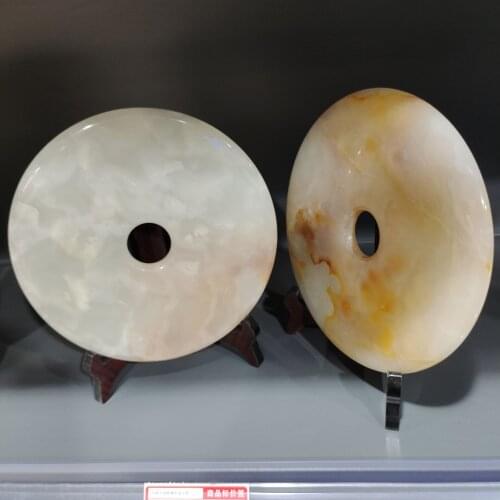 20cm Natural Afghan jade safety buckle ornament decoration safety button +（pedestal