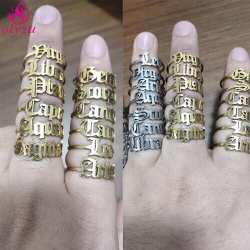 2020 New 12 Constellation Female Ring Stainless Steel Adjustable Zodiac Ring Golden Wedding Jewelry Christmas Gift бижутерия