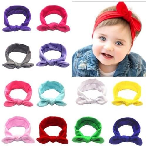 2020 Brand New Baby Girls Princess Elastic Candy Solid Color Headdress Kids Baby Boys Cloth Hair Band Solid Bowknot Bow 3M-12T