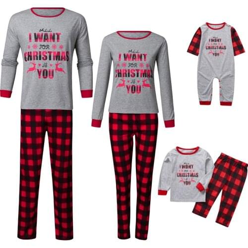 2020 Xmas Family Matching Lounge Wear Set Christmas Santa Dad Mom Kids Pajamas Set Plaid Winter Autumn Sleepwear Adult Kids Suit
