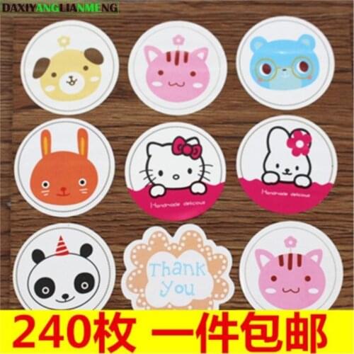 240pcs/lot many colors amimal Creative sticker Baking packaging self-adhesive sealing stickers paper stick free shipping