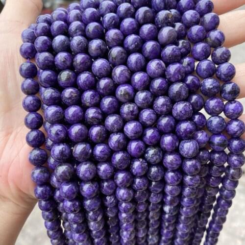 4/6/8/10mm Raw Ore Optimization Natural Charoite Beads For Jewelry Making Round Loose Charoite Stone Bead DIY Bracelet Necklace