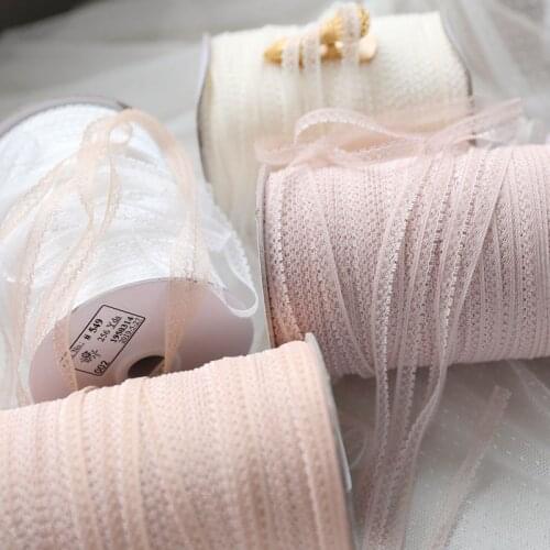 4Colors Available 30m/lot 8mm white/beige/deep pink/skin smooth textile small lace trimming diy sewing craft small trims X455