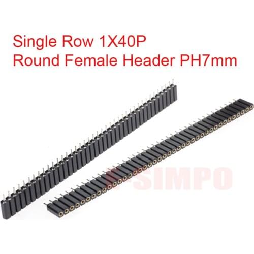 5pcs 2.54mm 1*40P 2x40P Round Female Header Straight GoldPlate Plastic Height 3mm or 7mm PCB Stackable Female Socket Connector